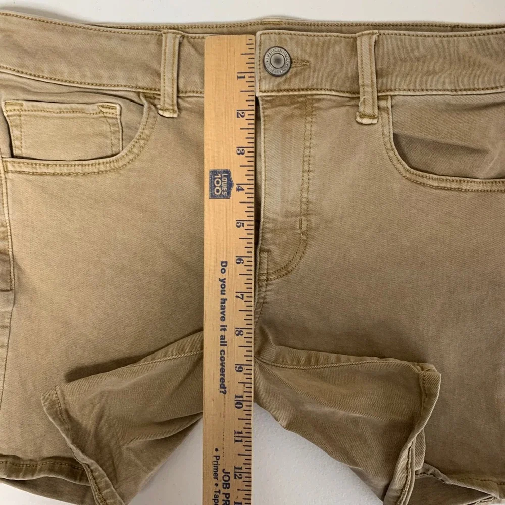 American Eagle Midi Shorts Womens‎ 12 Khaki Tan Super Stretch Denim